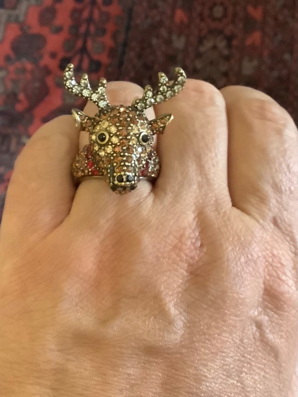 Heidi Daus Rudy Reindeer Holiday Collection Crystal Ring SZ 9 - Picture 13 of 14